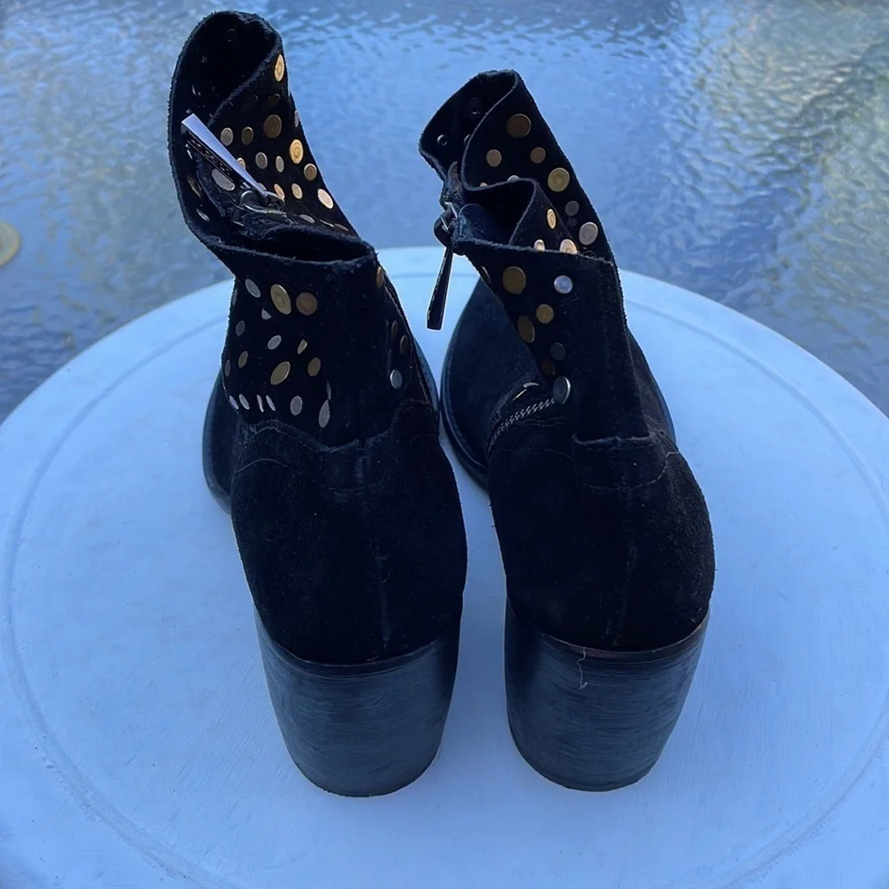 NWOT Anthropologie SEY Black Suede Boots With Metal Studs, Sz 8, Retail $250
